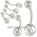 14G Non Dangle Jet CZ Gem Initial Belly Button Rings